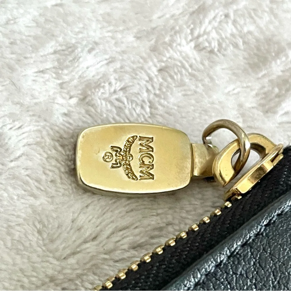 MCM Cognac Visetos Pouch Clutch Logo Zip Medium - Picture 4 of 10